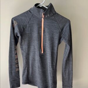 Under Armour Heather Gray Half-Zip Pullover with Peach Zip size XS